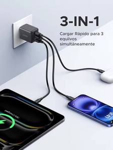 Cargador UGREEN GAN de 30W, Tipo USB C, 3 Puertos, Carga Rápida, Cargador de Pared 2C1A para Samsung <span class=keywords><strong>Galaxy</strong></span> S25/S24 <span class=keywords><strong>iPhone</strong></span> 17 16 - Product Image 3