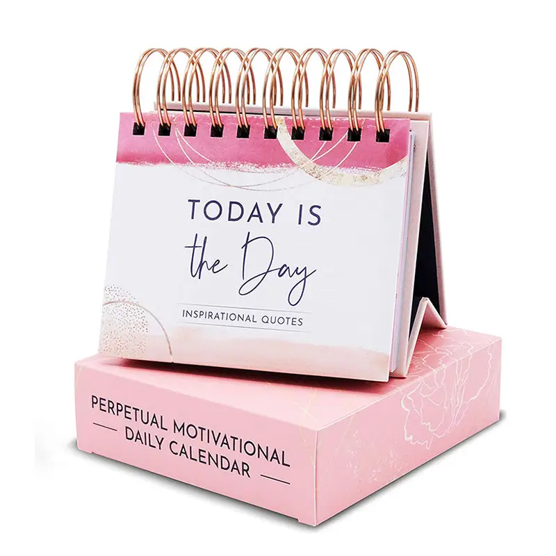 Custom Mini 2023 2024 Weekly Daily Motivational Gifts Inspirational Quotes Table Desk Top Calendar for Women