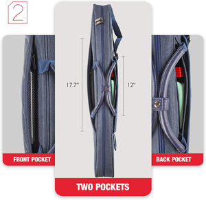 Étui pour queue de billard gratuit, étui pour queue de billard 2 queues avec poches, sac en polyester robuste avec bandoulière, queue de billard souple - Product Image 4