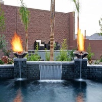 Fontaine d'eau en cascade en acier inoxydable Fenlin, avec éclairage en option, durable, pour piscine extérieure, taille et logo personnalisables, hôtel