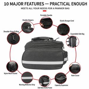 Sacoche de vélo multifonctionnelle imperméable grande capacité extensible avec housse de pluie et bandes réfléchissantes pour VTT - Product Image 6