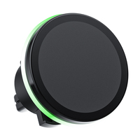 Support de chargeur de voiture sans fil QC3.0, support de téléphone de voiture à charge rapide USB-C pour iPhone Samsung Galaxy Android avec lumière