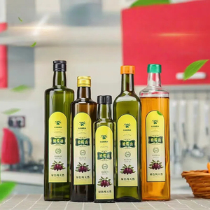 Bouteille vide en verre vert foncé Marasca, carrée ou ronde, transparente, pour <span class=keywords><strong>huile</strong></span> d'olive <span class=keywords><strong>et</strong></span> <span class=keywords><strong>vinaigre</strong></span>, avec bouchon – 250 ml, 500 ml, 750 ml, 1000 ml - Product Image 3