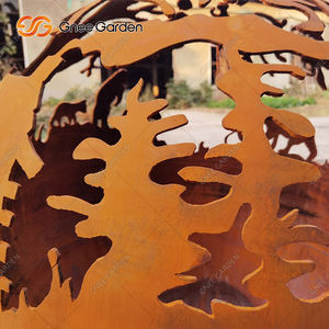 แฮนด์เมดกลางแจ้ง Corten เหล็กสวนบอลหลุมไฟ - Product Image 5