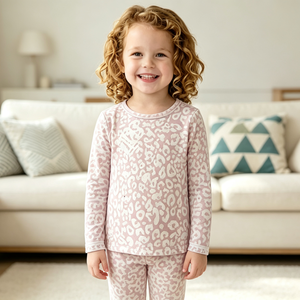 Ensemble de pyjama imprimé pour fille, viscose bambou, manches longues, vêtements de nuit, OEM, pyjamas pour tout-petits, fournisseur en gros - Product Image 5