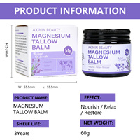 Baume au suif de magnésium BLIW Private Label 60g, hydratant, absorption rapide, crème pour le visage, pour un sommeil réparateur, soin beauté bio