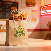 Sacs en papier kraft de luxe biodégradables et écologiques, durables, avec poignées en corde de coton et ruban, logo personnalisé, pour cadeaux, supermarchés et aliments