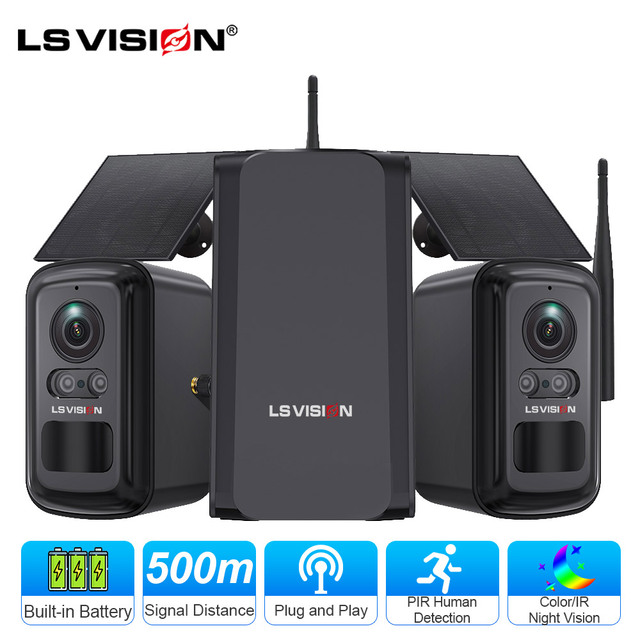 LS VISION 4G Solar Camera 3MP Dual Lens Wireless WiFi Outdoor PTZ CCTV IP Ubox LS-SWK102