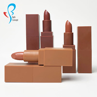 Lipstik Matte Vegan Berkualitas Tinggi dengan Label Pribadi Custom Grosir, Tahan Air, Tahan Lama, dengan Logo, Kemasan Cantik