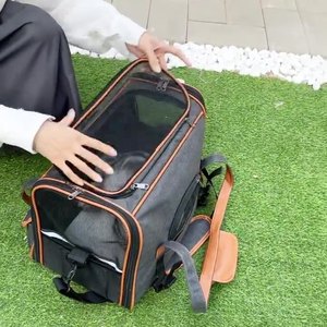 Mochila Oxford para mascotas con cierre de cremallera, gran capacidad, estilo clásico, sólido, transpirable, aprobado por la aerolínea, bolsa de viaje portátil para perros - Product Image 2