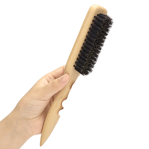 Boar Bristle <b>Hair</b> Brush with Wooden Handle Nylon Pin Detangling Straightening Curling Volumizing Paddle Feature for Blow Drying - Product Image 3