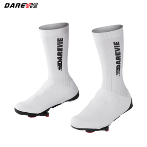 Darevie Couvre-<span class=keywords><strong>chaussures</strong></span> de cyclisme blancs personnalisés extensibles pour vélo de route, couvre-<span class=keywords><strong>chaussures</strong></span> aérodynamiques pour le cyclisme - Product Image 1