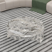Table basse en résine transparente pour salon, design moderne et simple, luxe léger, plateau en cristal à effet d'ondulation artistique