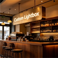 Boîte à lumière LED en métal double face personnalisée pour la publicité dans les bars, étanche IP65, garantie de 2 ans, panneau suspendu pour extérieur