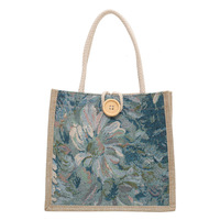 Sac fourre-tout en coton pour femme avec crochet et bouton, motif floral, style frais et doux, petite taille, hiver 2022, fabriqué en Chine