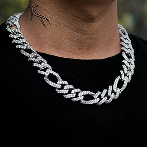 Cadena Cubana Clásica de Miami, Plateada y Dorada, con Diamantes Sintéticos de Alta Claridad, Joyería Hip Hop, Collar Unisex - Product Image 1