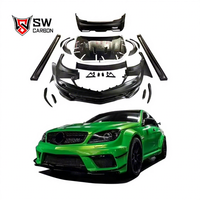 Kit carrosserie large style BS pour Mercedes-Benz Classe C AMG W204 C63 2008-2014 : Pare-chocs avant et arrière, ailes, jupes latérales moteur, spoiler