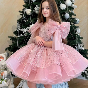 Robes de soirée en satin pour enfants MQATZ ODM - Robe longue respirante style princesse champagne scintillante avec jupe bouffante pour filles, idéale pour les fêtes et spectacles L6080 - Product Image 2