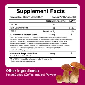 Hot seller Mushroom Coffee 3500mg Mushroom <b>Blend</b> 10:1 Extract Per Serving Easy Way to Support Immunity Energy & Focus - Product Image 2