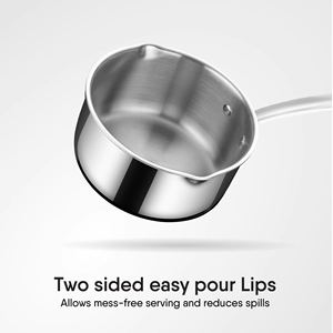 High-Quality Triply Stainless Steel Saucepan with Strainer Lid, Available in 14cm, 16cm, and 18cm Sizes, <b>Induction</b> Compatible - Product Image 3