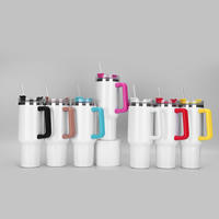 Gelas Tumbler Sublimasi Stainless Steel 40 oz Tahan Dingin dengan Gagang dan Sedotan Kosong untuk Grosir