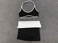 Ensemble de yoga respirant en Spandex/Nylon style automne, avec plis invisibles, design rehausseur de hanches, taille color-block, deux pièces, tenue de sport