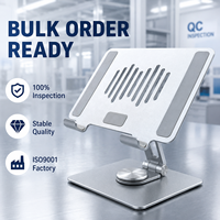 Support de tablette en aluminium pliable et rotatif à 360 degrés, réglable en hauteur, pour bureau, avec refroidissement et logo personnalisé, vente en gros OEM