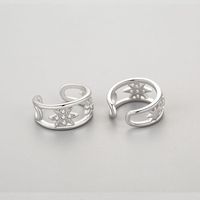 925 Sterling Silber Vergoldete Zirkon-Blumen Micro-Pavé Hohle Elegante Clip-On Ohrringe für Hochzeitsgeschenk