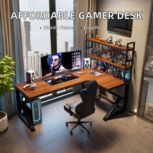 Escritorio ergonómico y moderno para jugadores de PC, cómoda <span class=keywords><strong>mesa</strong></span> de juegos en forma de L para 2 personas, <span class=keywords><strong>Mesa</strong></span> de escritorio grande para oficina en casa - Product Image 3