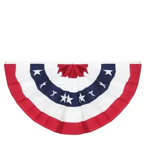 Hannuo Custom Country Flag Vivid Color Usa Pleated Fan American Bunting 100% Polyester Fabric Flags For July 4th