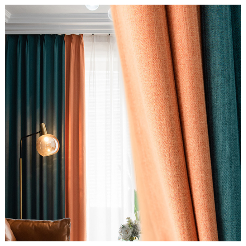 wholesale cheap european living room hotel solid black out curtains fabric ready made