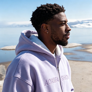 Winter Heavyweight <strong>Hoodie</strong> High Quality Cotton Polar Fleece <strong>Oversize</strong> Streetwear Men Custom Puff Printed Embroidery Zip Letter - Product Image 4