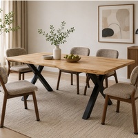 Ensemble de tables de salle à manger en bois ovales pour la maison, l'appartement, la villa, le restaurant, fabriqué par une usine de meubles pour la maison