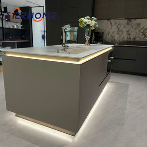 Isola da Cucina Moderna YIERHOME con Lavello e <span class=keywords><strong>Forno</strong></span> Integrato, <span class=keywords><strong>Mobile</strong></span> Contenitore Personalizzato con Illuminazione a LED e Cassetti - Product Image 1