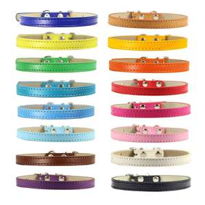 Einfarbiges, weiches, modernes Hundehalsband aus PU im schlichten Stil, verstellbare Halsgröße, für kleine Haustiere, Katzen, mit Schnalle. - Product Image 1