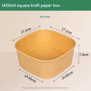 Boîtes à lunch carrées en papier kraft blanc sur mesure en gros, plateaux à fruits, boîtes bento - Product Image 5