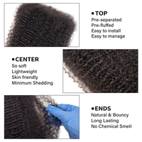 Cheveux humains 100% pré-séparés et pré-moussés, afro crépus bouclés, pour tresses, noir naturel # Cheveux vierges Remy 1B en gros, 8-20 pouces