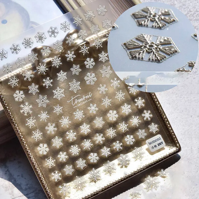Relieve copo de nieve Nail Art Decals 3D manicura apliques pegatinas de uñas para Navidad decoración de uñas DIY