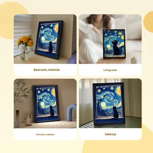 Van Gogh Cat Series Modern Art Cute Creative Metal Bluetooth Speaker Lighting Gift Birthday <b>Present</b> for Girls Best Friends Sense - Product Image 5
