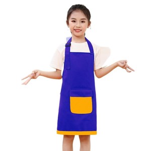 ผ้ากันเปื้อนเด็ก สีส้ม โพลีเอสเตอร์ ขนาดเดียว สายคล้องคอ มีกระเป๋า ใช้ในครัว โรงเรียน - Product Image 3