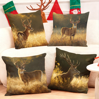 Coussin décoratif moderne en tissu tissé motif cerf de Noël, 100% polyester, housse amovible, design festif personnalisable avec bois de cerf, pour canapé de salon confortable