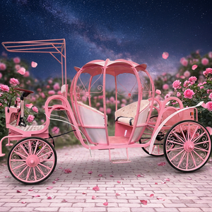Chariot de citrouille électrique rose romantique de haute qualité, accessoires personnalisables avec frein hydraulique, idéal pour les séances photo de mariage de luxe - Product Image 1
