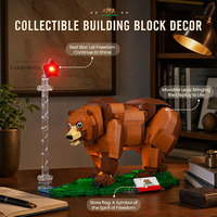 JMBricklayer Nouveauté : Ensemble de blocs de construction Ours grizzly de Californie avec éclairage, 1060 pièces, modèle animal en briques, jouet décoratif de collection