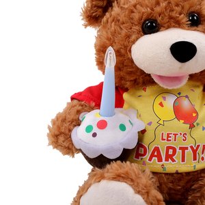 Wholesale Happy Birthday <strong>Teddy</strong> Bear Interactive Stuffed Animal Electric Singing Musical Plush Toy with Cupcake - Product Image 3