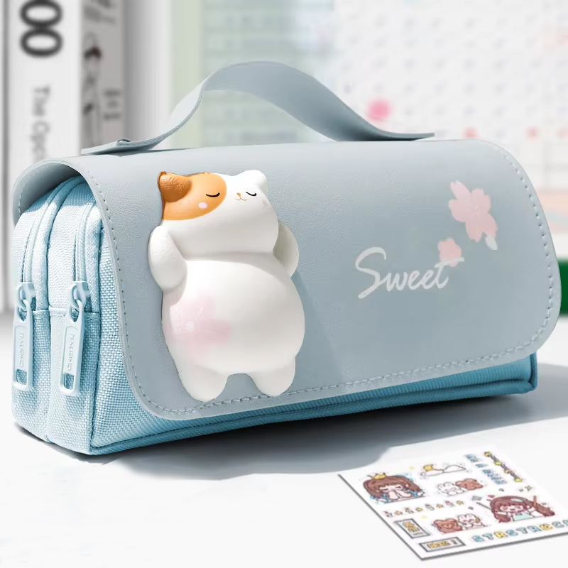 Astuccio per matite antistress gatto blu