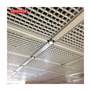 יוקרה עץ רשת מושעה תקרת אריחי פנים 3d <span class=keywords><strong>Coffered</strong></span> רשתות כיכר תקרה עבור מלון מודרני קישוט - Product Image 6