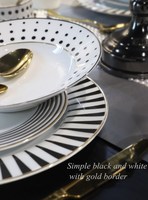 Service de table en porcelaine, couleur noir et or, service de petit déjeuner en céramique, Festival, vaisselle en céramique turque