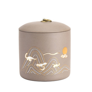 Guci Abu Hewan Peliharaan untuk Kucing & Anjing, Pemakaman di Rumah, Ukuran Besar/Sedang/Kecil, Keramik Tertutup Rapat, Motif Pegunungan Gajah - Product Image 5