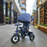 Tricycle pliable en plastique BAB WAY pour bébé, 3 roues avec poignée amovible, poussette de 7 pouces