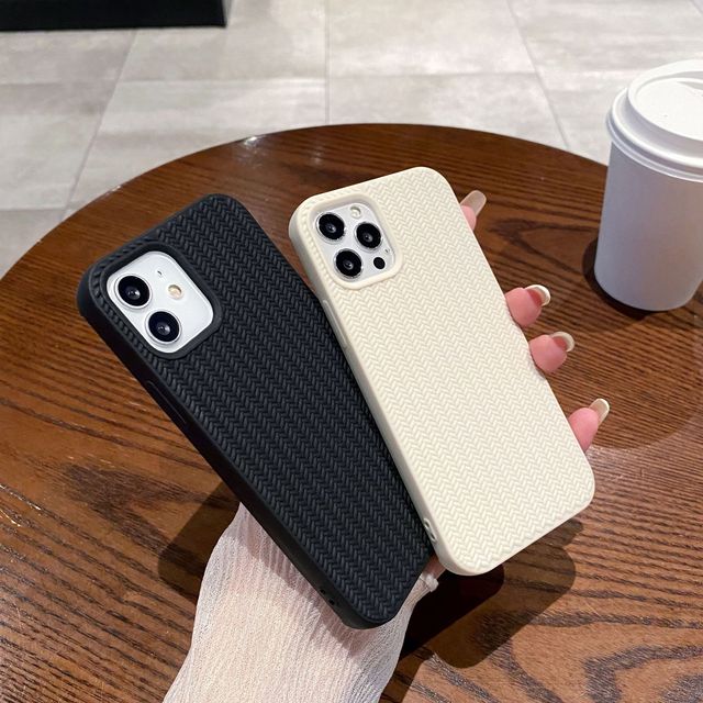 Luxury Grain Knitting TPU Bumper Case for iPhone 16 Pro Max 15 14 13 12 11 Plus and X/XS/XR Includes Phone Grip
